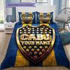 Boca Juniors Custom Name Pattern Bedding Quilt Set Quilt Cover Pillowcase Home Birthday Gift(1 * duvet cover + 2 * pillowcase, without core)