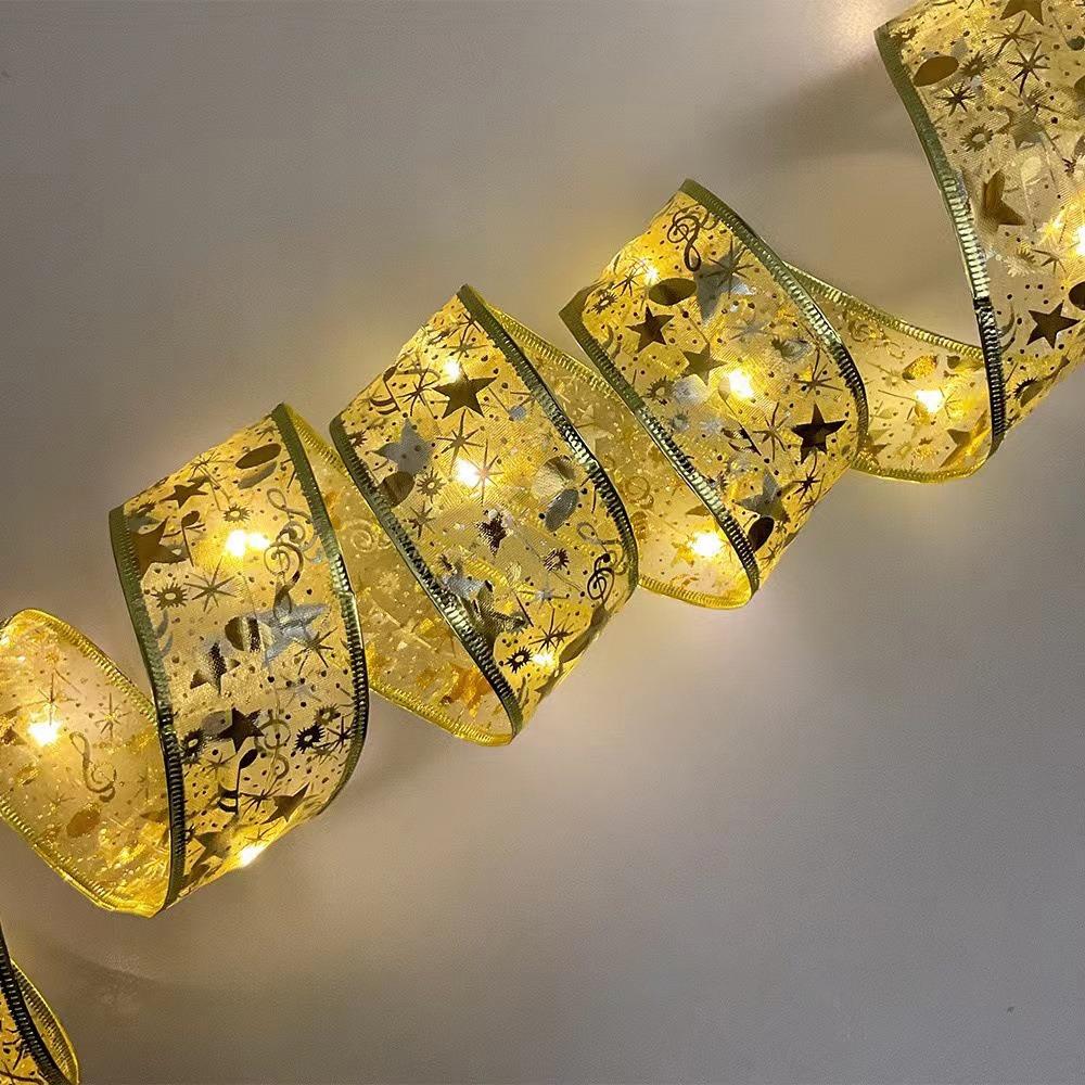 10m 100 Lights Christmas Ribbon Lights Battery-Powered Flashing Christmas Tree Decoration Light Polyester LED