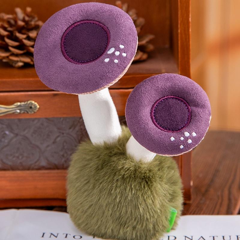 Süßes Pilz-Stofftier Pfifferling & Bambuspilz Kuscheltiere, Kawaii Wildpilz-Kollektion mit detaillierten Lamellen Weich