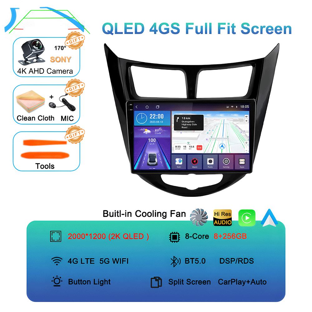 Android 14 Car Radio for Hyundai Solaris Verna Accent 1 2010 - 2016 Multimedia Video Player 2 Din DVD Head Unit Carplay GPS FM