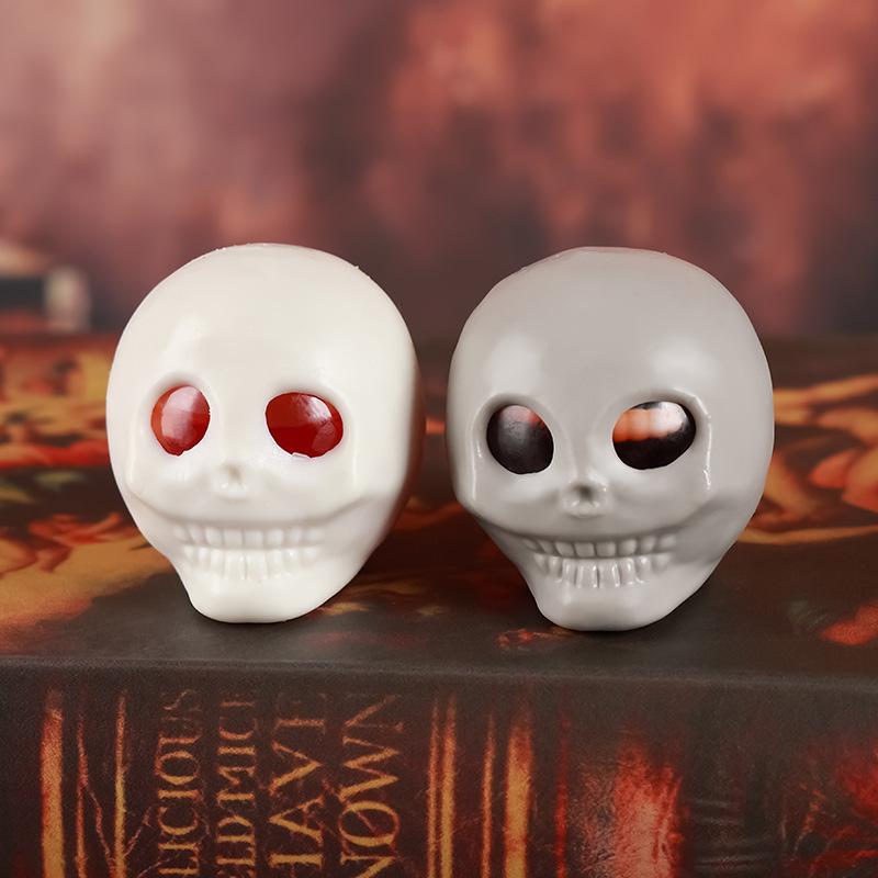 Funny Halloween Skeleton Head Squeeze Toy Safe Non-Toxic Stress Relief Toy for Kids Adults Halloween Party Giveaways one size