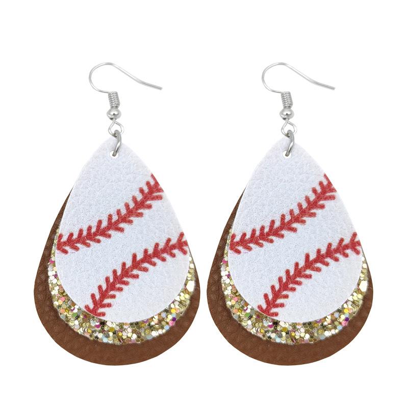 American Sports Baseball Leather Earrings