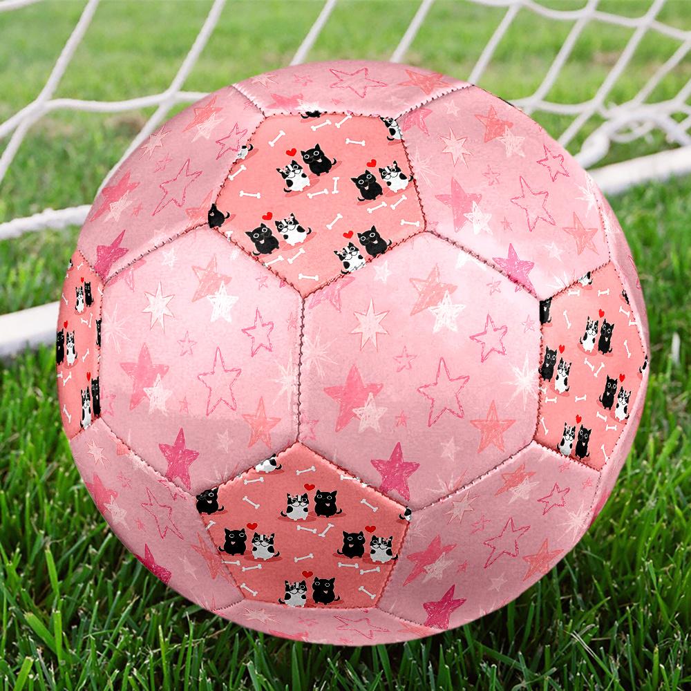 1PZ Sfondo Stellato Rosa Gatti Amano Pallone da Calcio Taglia 5 Calcio Cucito a Macchina Universale per Interni/Esterni Calcio Regalo W25