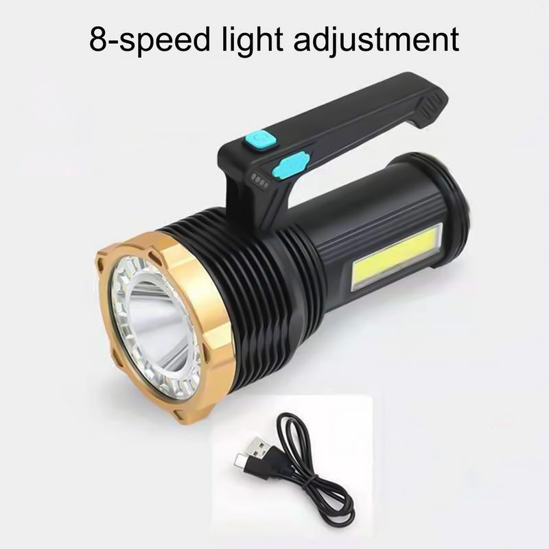 Strong Flashlight Rechargeable Handheld Compact Flashlight Rechargeable Torch With Side Light For Camping Hiking Outdoor