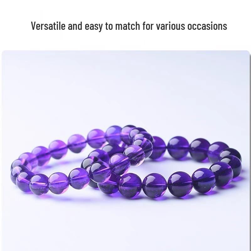 Amethyst Violet Bead Bracelet: Elegant Unisex Jewelry & Popular Purple Crystal Birthday Gift.