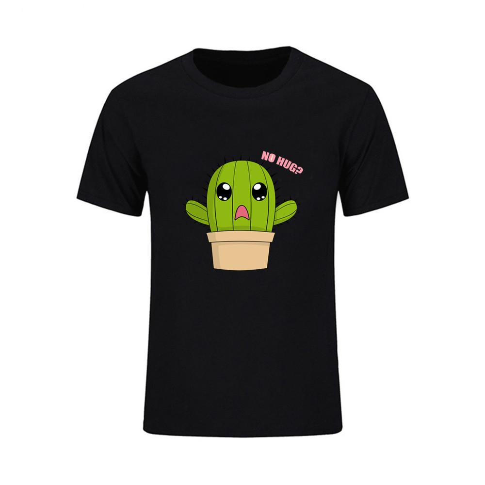 Crop Cactus Hug Pattern No Hug T Shirt Short Sleeve Custom T Shirts