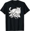 Funny Cat On Chessboard Knocking Over Pieces Chess Player T-Shirt
