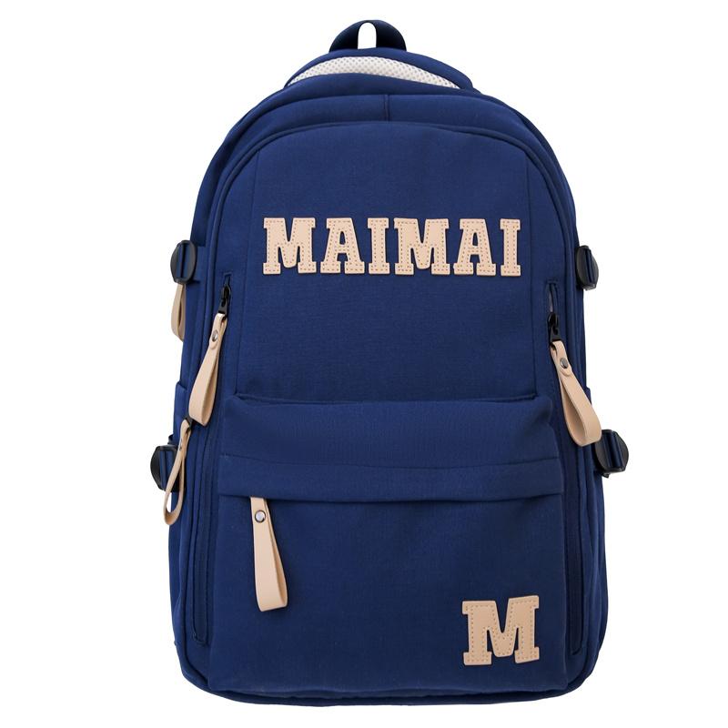 

Студенческий школьный рюкзак мужской большой емкости кампусный рюкзак женский рюкзак с буквами синий