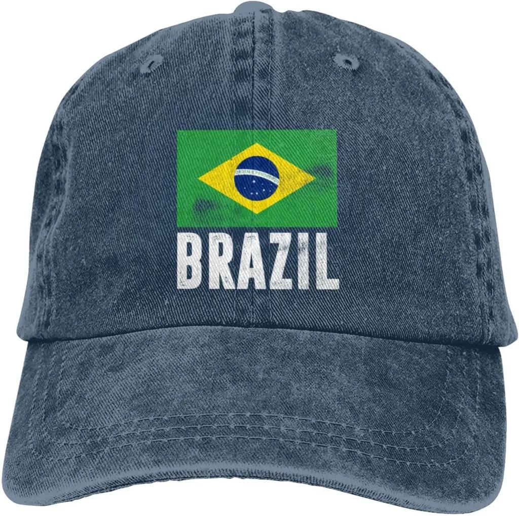Cappello Nero con Bandiera del Brasile Regolabile Snapback per Unisex Donne Unisex Hip Hop Cappellino da Baseball Visiera Piatta Cappello da Papà