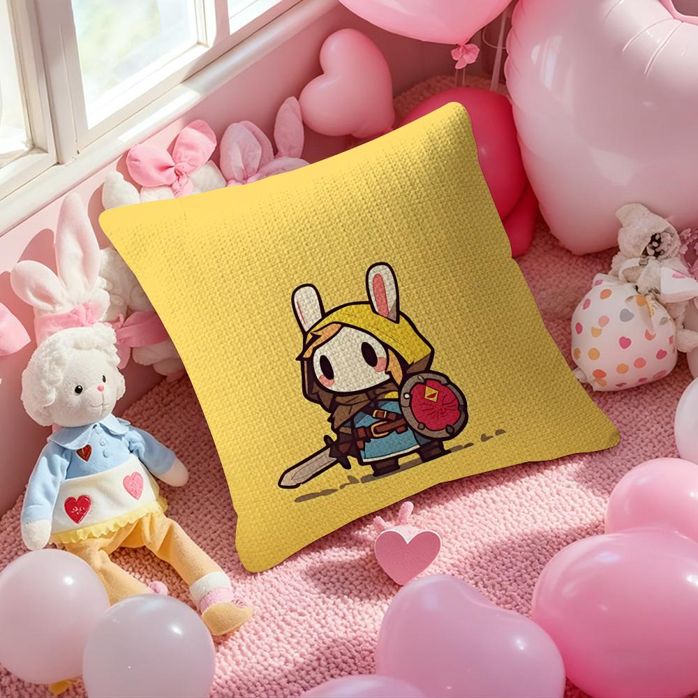 Cute Rabbit Dresses Pillow Case Anti-Dustmite Pillowcase Invisible Zipper Silky Short Plush Sofa Cushion Cover