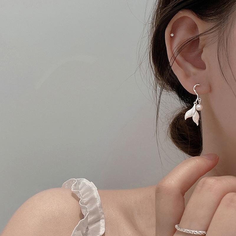 Super Fairy Pearl Mermaid Tail Earrings Matte And Beautiful Irregular Mermaid Earrings Long Fringed Trendy