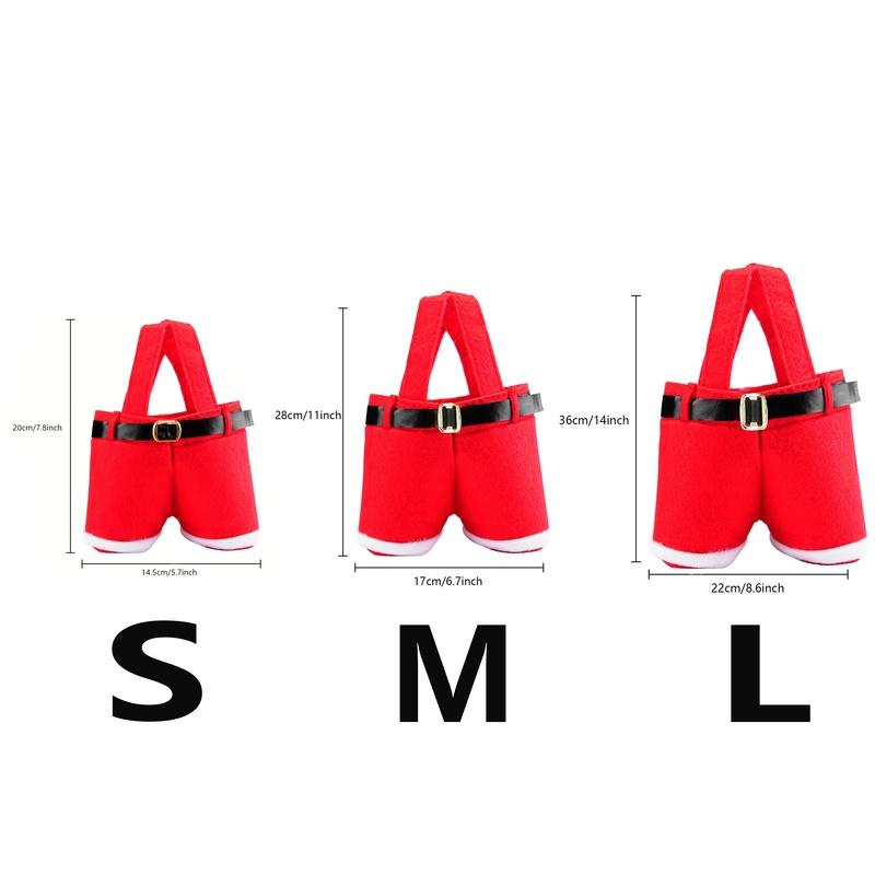 Santa Claus Shorts Gift Bag - Cute Christmas Gift Bags, Polyester Material, New Year & Christmas Gift Candy Bag Set