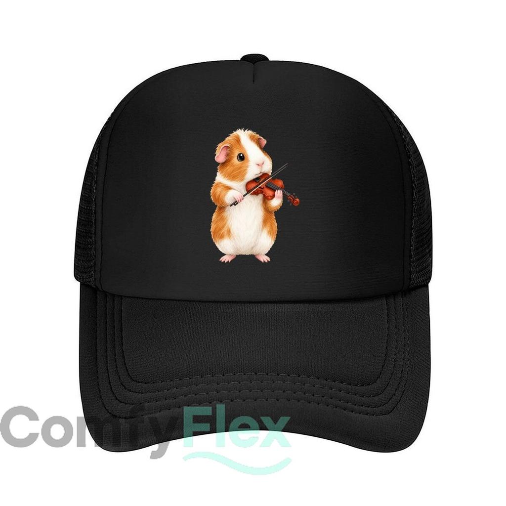 Cute Guinea Pig Playing Violin Illus Mesh Baseball Cap For Womens Unisex FeUnisex Beach Dad Hat Hip Hop
