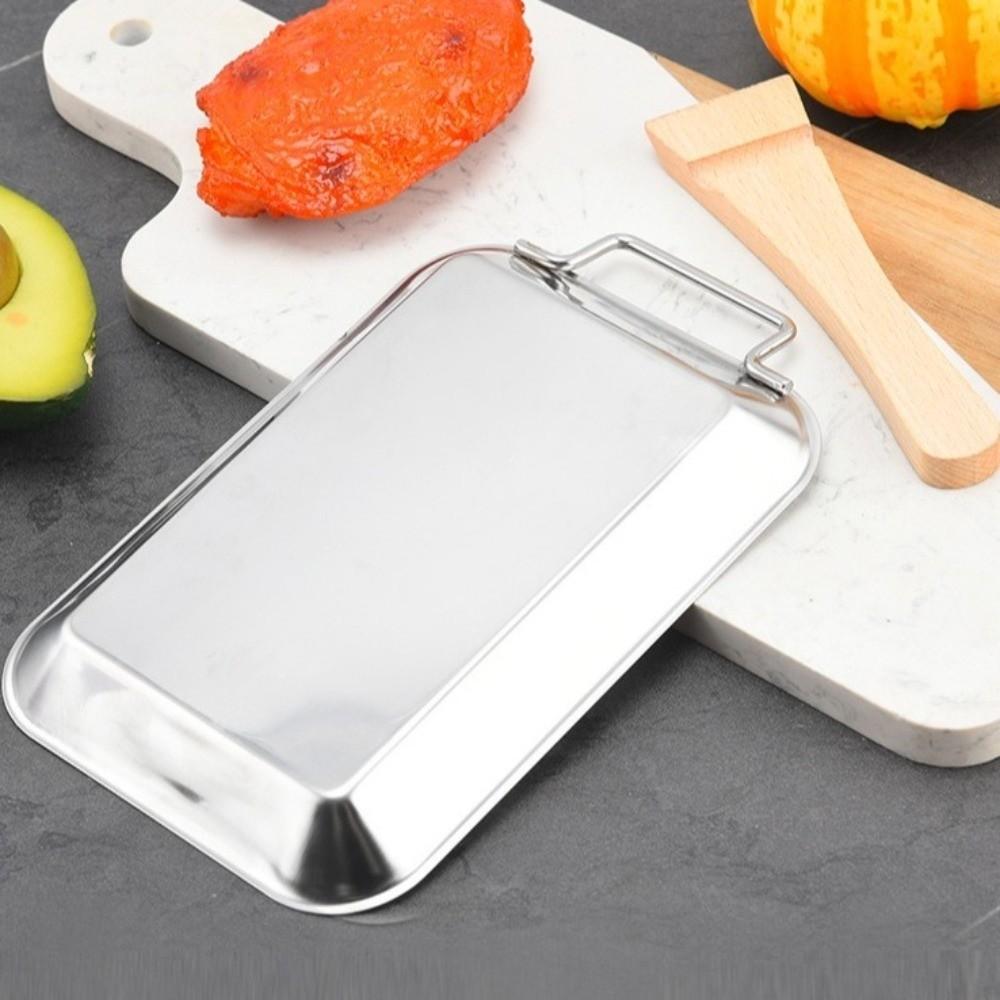 Non-Stick Stainless Steel Roast Meat Dish Heat-Resistant Oven Tray Barbecue Dish Outdoor Grilling