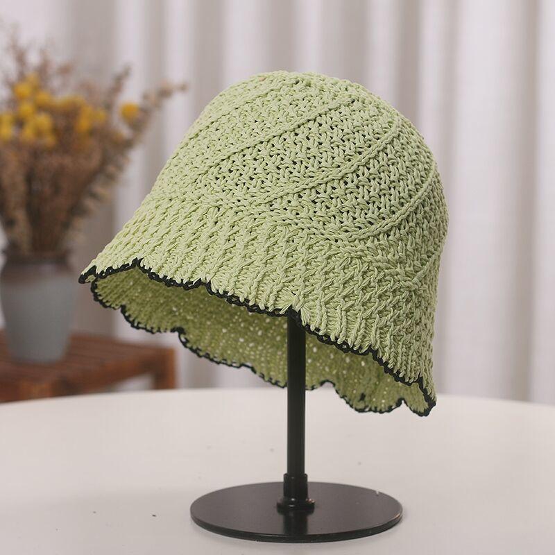 New Summer Handmade Hollow Knitted Crochet Floppy Hats Collapsible Dome Bucket Hat Solid Color Beach Caps Simple Soft Women Hat