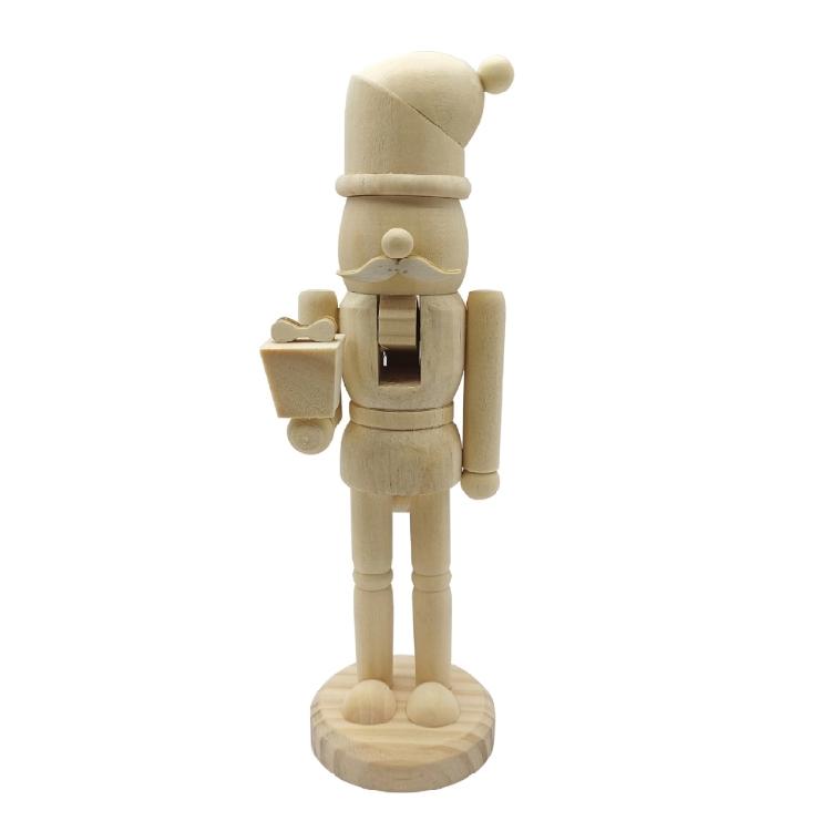 White Wood Nutcrackers Soldier, 25cm Traditional Christmas Decoration, Festival Tabletop Figurine
