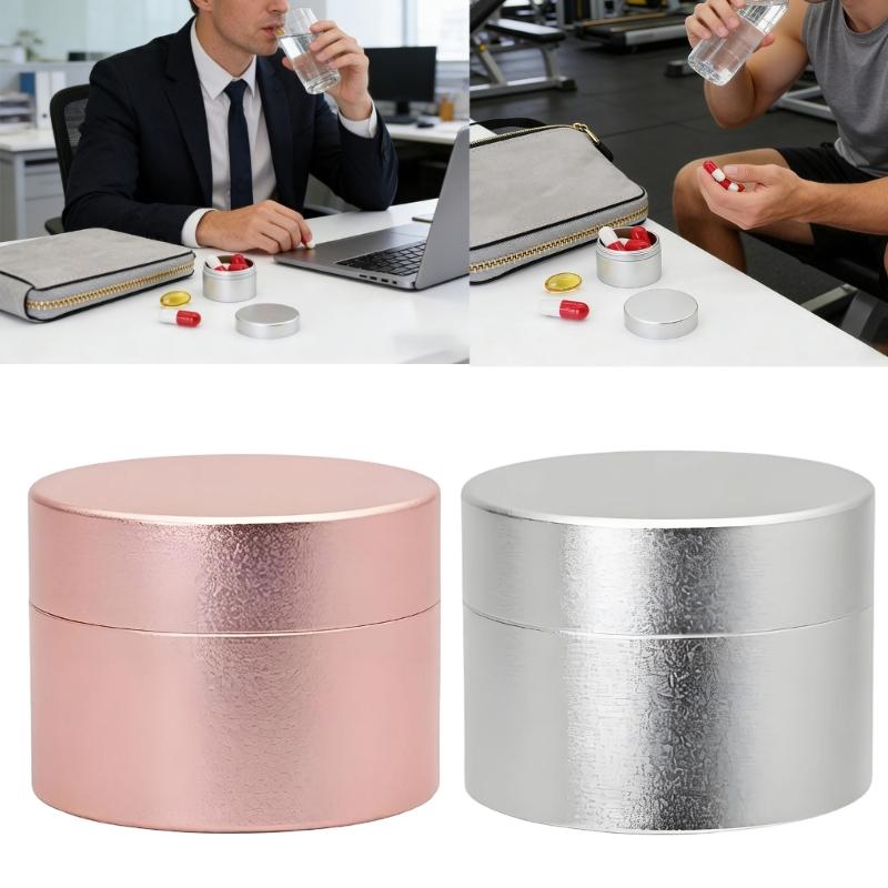 Small Size Weatherproofed Metal Storage Box Round Pills Container for Backpacking and Wilderness Trip