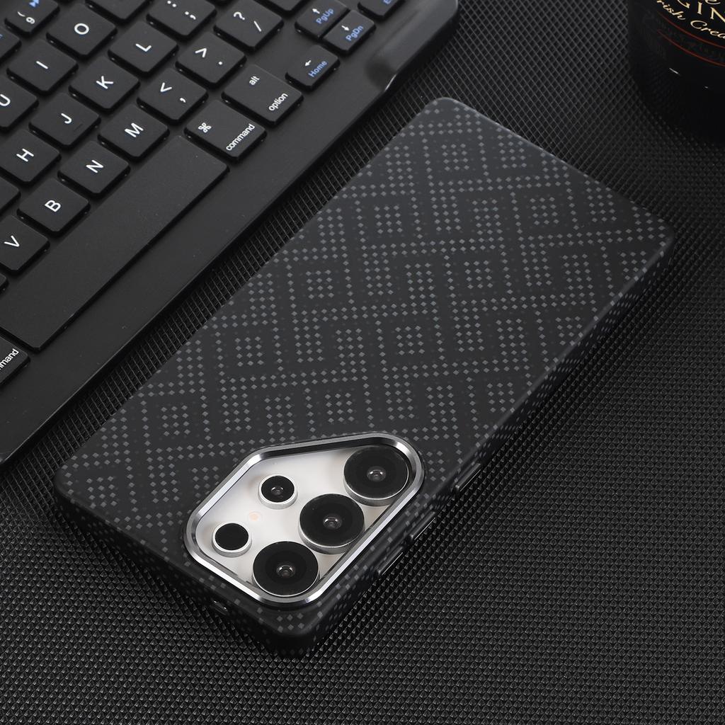 Business Slim Kevlar Carbon Fiber Pattern Case For Samsung Galaxy S26 Ultra S25 S24 S23 S22 Plus For Magsafe Skin-friendly Cover