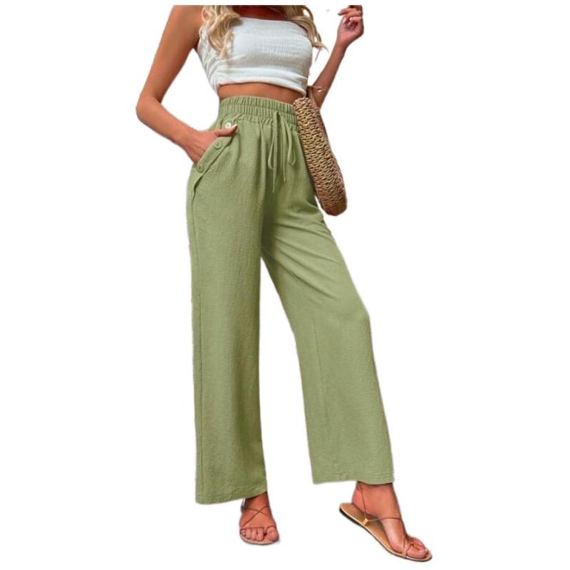 2026 Frühling/Sommer Neue Damen Einfarbige Freizeithose Elastisch Hoher Bund Locker Lange Hose