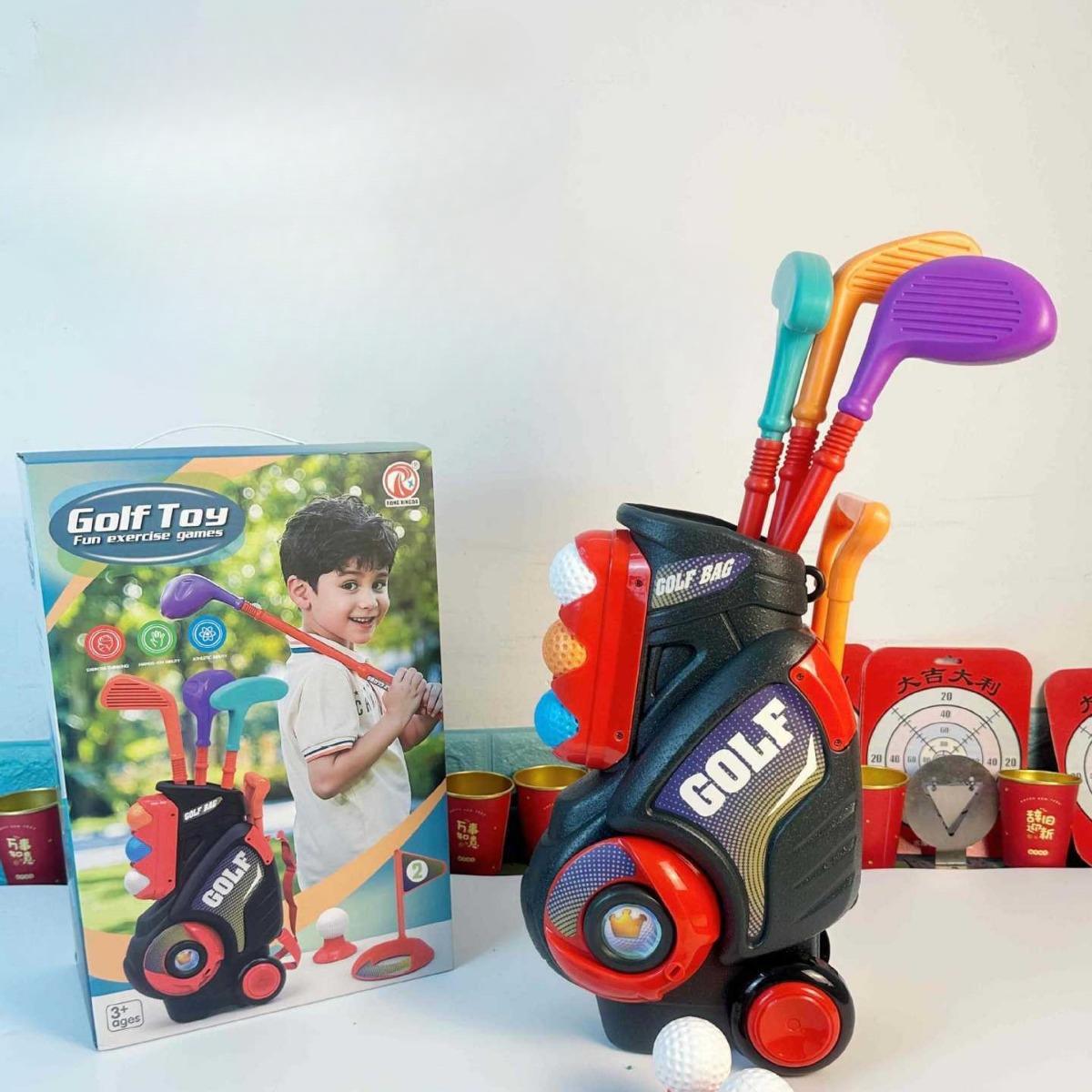 

Набор клюшек для гольфа для малышей, детская тележка для гольфа с колесами и плечевым ремнем, игрушки для спорта в помещении и на открытом воздухе, рождественский подарок для мальчиков и девочек