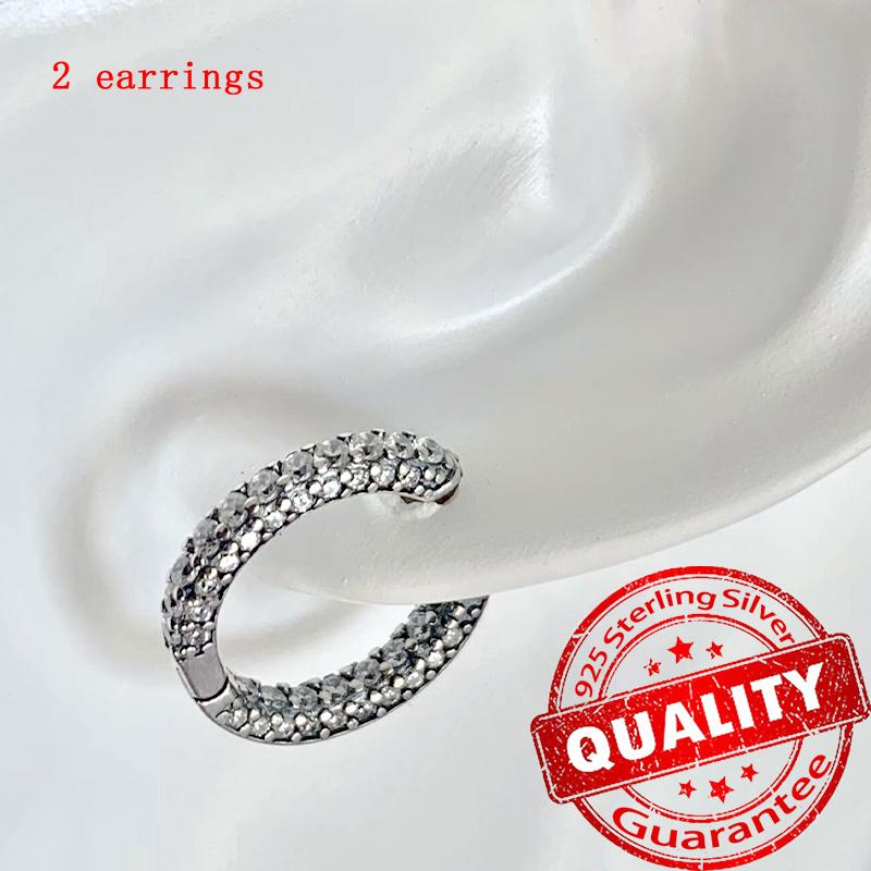 New Copper Sparkling Pink Bow Stud Earrings & Pavé Dangle Hoop Earrings For Girl Sweet Romantic Jewelry Gift