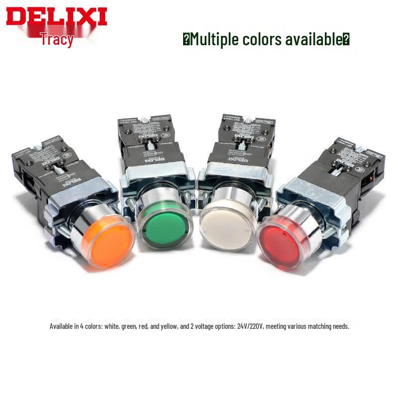 Delixi LAY5s-BW3 Metall Selbstrückstellender beleuchteter flacher Drucktastenschalter