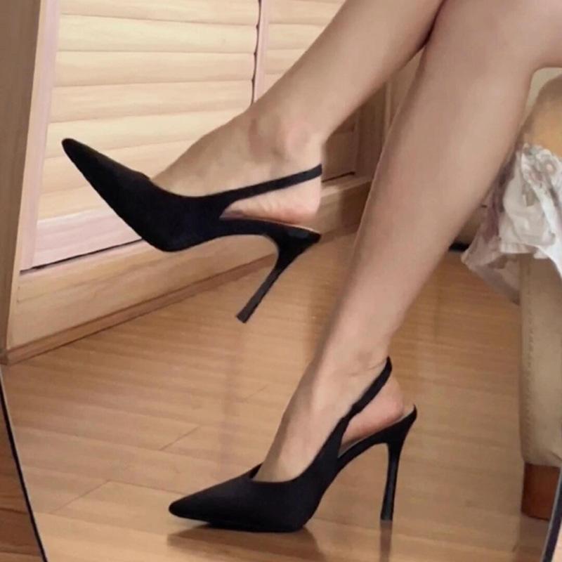 New summer one-word with pointed high heels female sexy royal sister with black thin heel bag head sandals