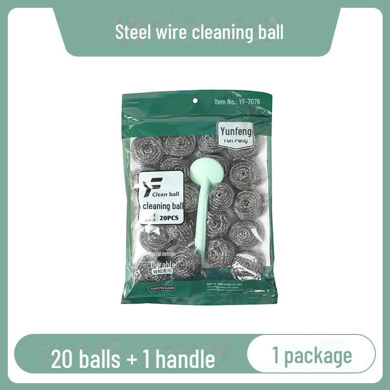 

Набор щеток из нержавеющей стали: Шарик для чистки кухонных кастрюль, 20 шт., с ручкой