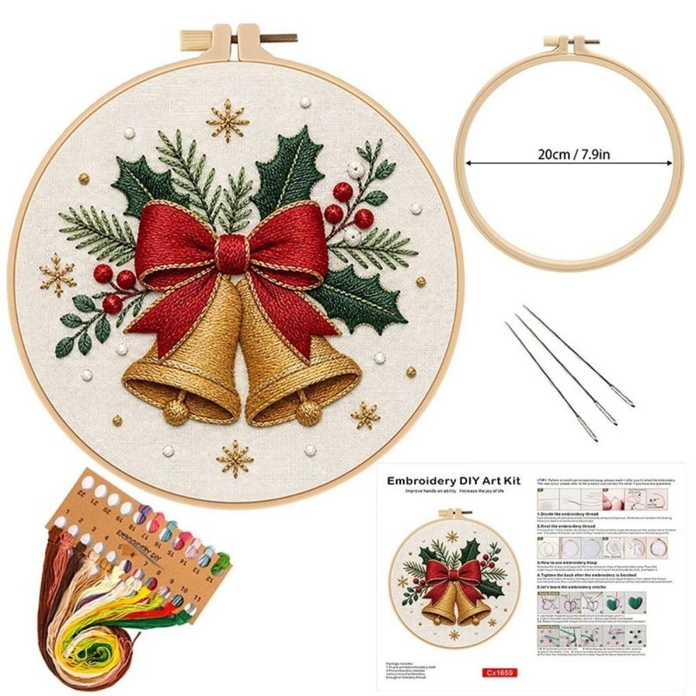 Santa Claus Christmas Embroidery Kit Handmade DIY Embroidery Kit Xmas Embroidery Craft Set  Indoor