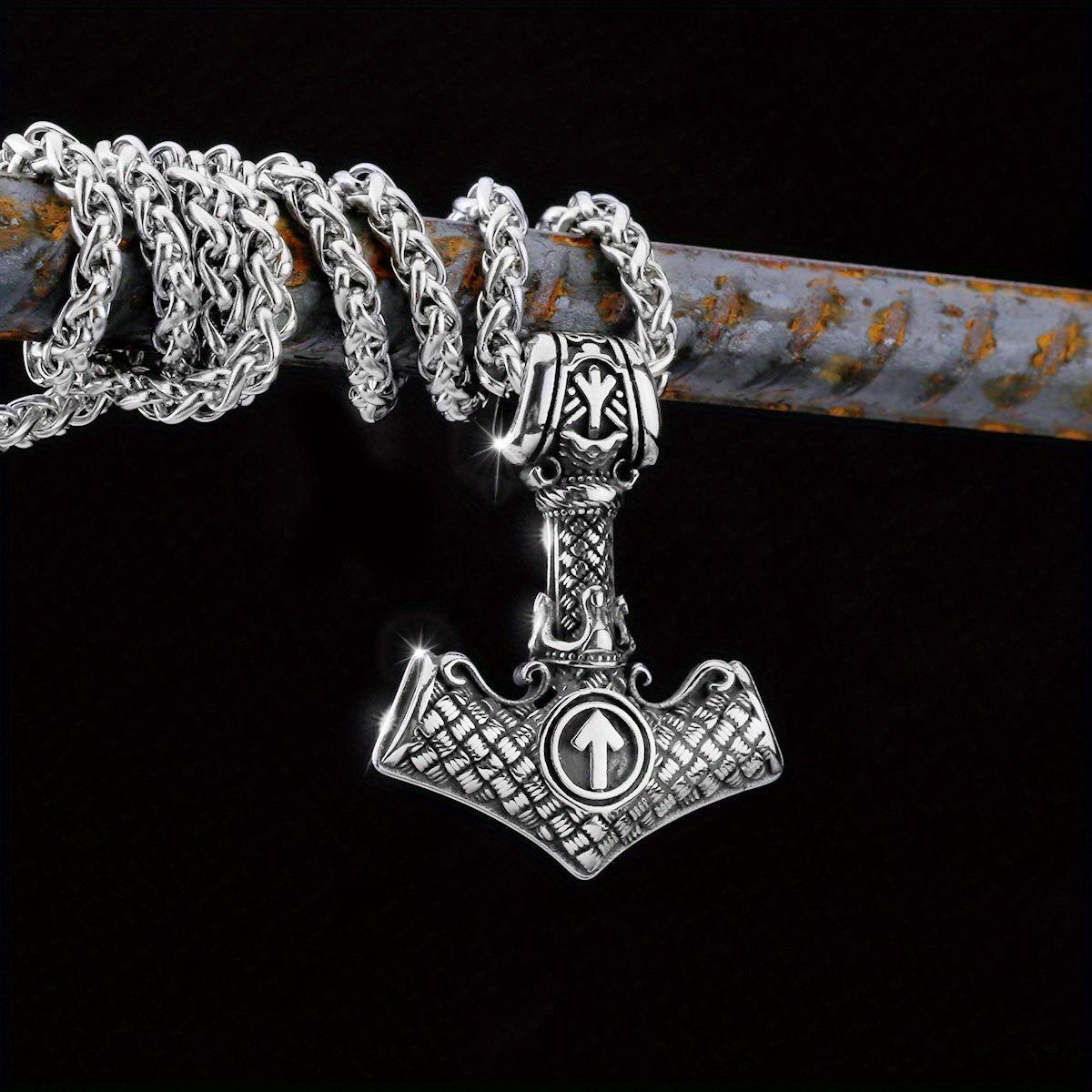 Men s Chest Hammer Viking Necklace Triangle Talisman Dragon Bone Charm Fashion Pendant Necklace Talisman Jewelry Gift