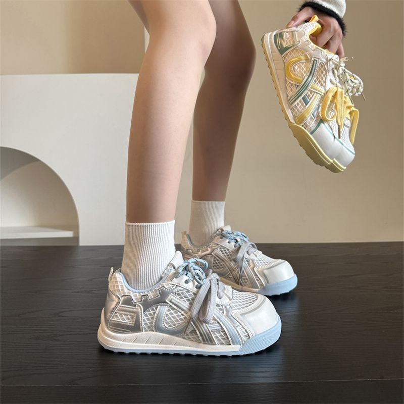 thick-soled summer mesh breathable women's new board shoes niche thick-soled student casual sports shoes women's shoes
