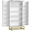 Kitchen Cabinet, 12 Shelves, Doors, 58 x 29 x 119.5 cm, White