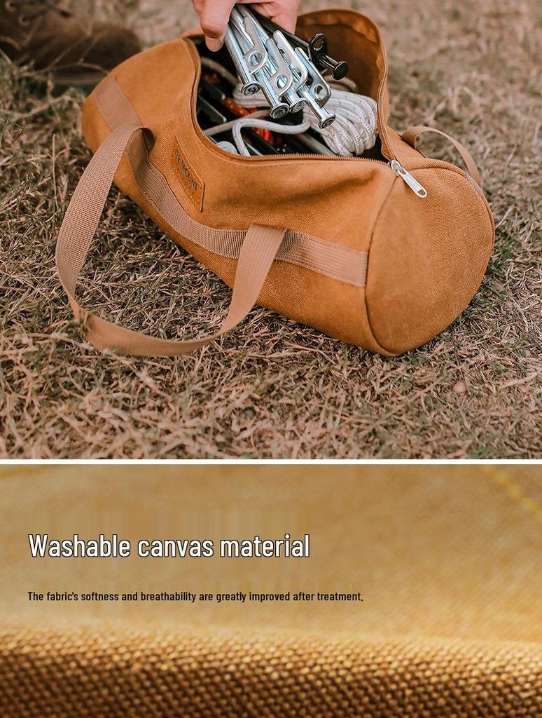 Camping Ground Nail & Tool Storage Bag - Portable Cylinder Organizer for Outdoor Accessories