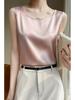 Women's Sleeveless Summer Silk Camisole - Loose Fit, Round Neck, Mulberry Silk Base Layer Top