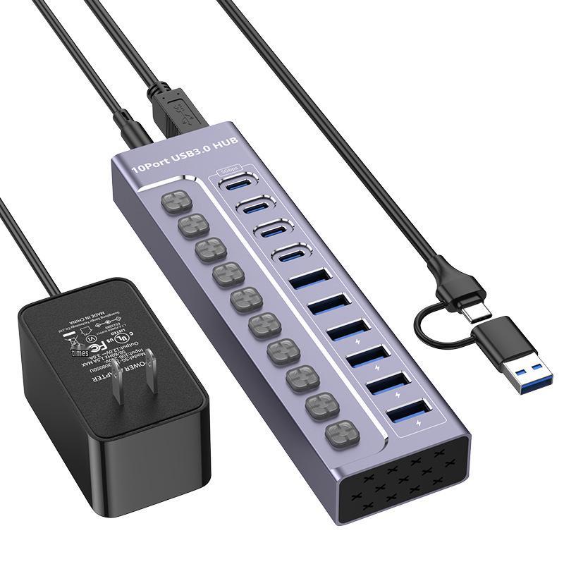 10-портовый USB 3.0 хаб с питанием для ноутбука и устройств USB-C