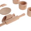 Sensory Bin Tools with Bag Role Play Motor Skills Pretend Dish Toy Wooden Tea Set for Party