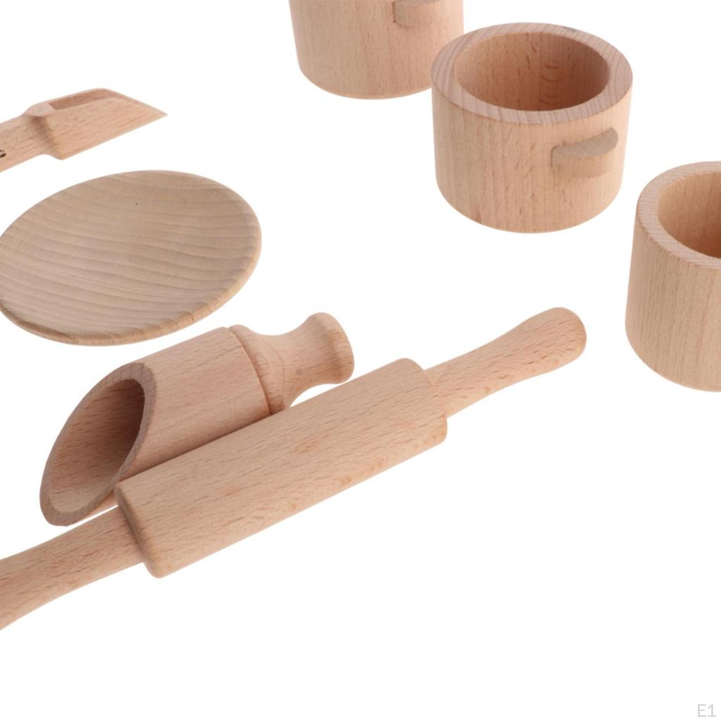 Senzorické nástroje na nádobí s taškou, hraní rolí, motorické dovednosti, hračka na nádobí, dřevěná čajová souprava na párty