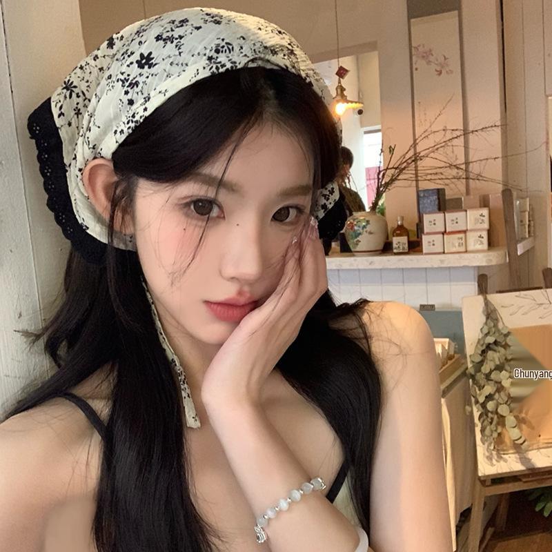 2024 Exclusive Women’s Chinese Ink Silk Triangle Headscarf - Fashionable French Retro Hair Band Accessory