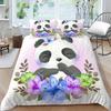 Panda Bedding Set for Kids Boys Girls Cute Cartoon Giant Panda Duvet Cover Set King/Queen Size Yellow Soft Polyester Quilt Cover