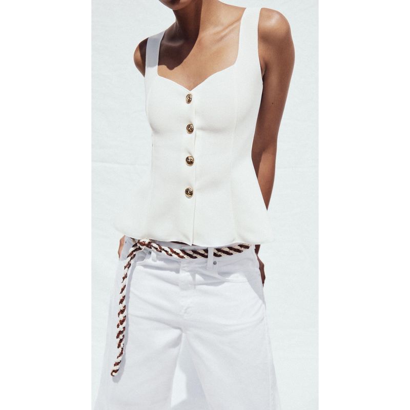 Zbzr Spring New Arrival Women's Clothing Fashion Style Silm Short Skirt Hem Elastic Vest Tops 5584229