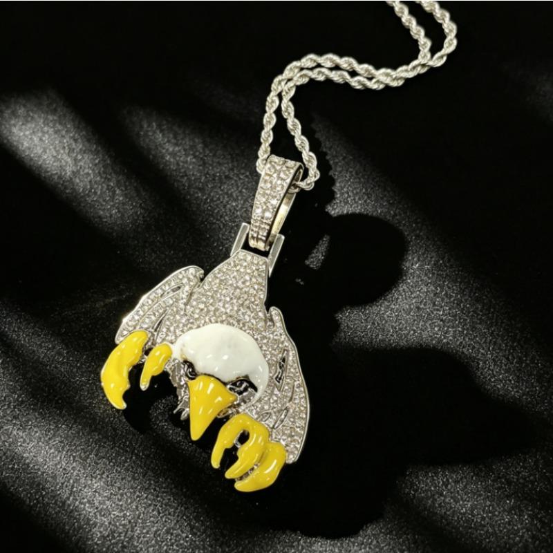 European and American Hip-hop Style Enamel 3D Eagle Pendant Alloy Personalized Trend Men's Animal Necklace Accessories