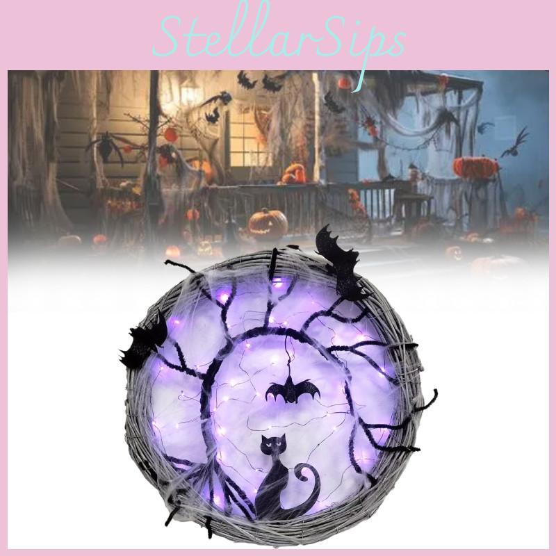 Halloween Katzenkranz Schreckliche Türdekoration Für Heimparty Ästhetisch 45cm Größe