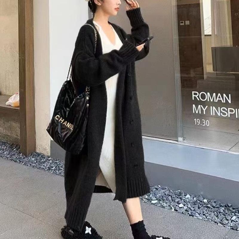 

Новый свободный и ленивый стиль средней длины мягкий восковой приятный к коже свитер для женской осени и зимы нежный вязаный кардиган для женщин One size