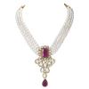 Gold Plated Crystal Kundan Necklace with Drop Earrings Jewellery Set for Girls & Women