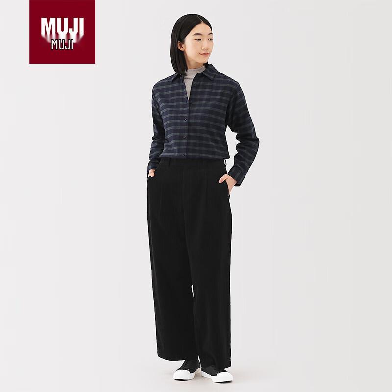 MUJI Women's Cotton Blend Corduroy Pleated Wide-Leg Pants