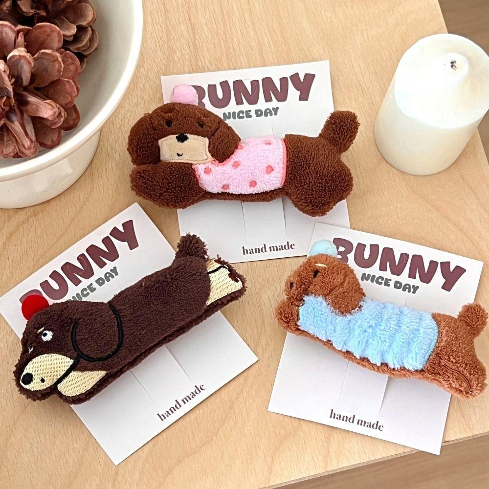 

Plush Dachshund Puppy Doll Hair Clip Kawaii Hair Clip Cute Puppy Barrettes Women Hair Accessories рожевий