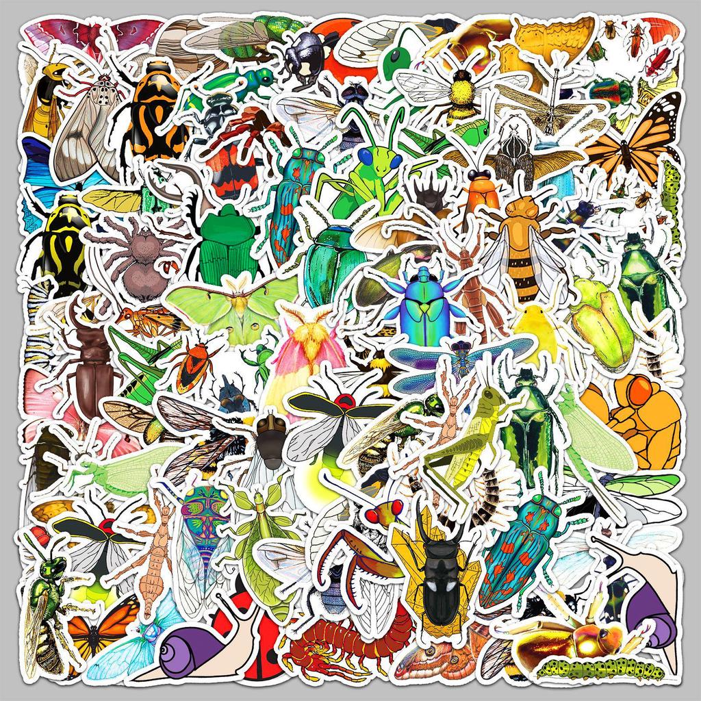 110 Insect & Animal Cartoon Stickers - Waterproof Decals for Journals, Water Bottles, and Phone Cases