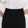 VOZZA Office Elastic Waist Pencil Stretch Mini Skirt Women's Knee-Length Skirt, (Size M, Black)