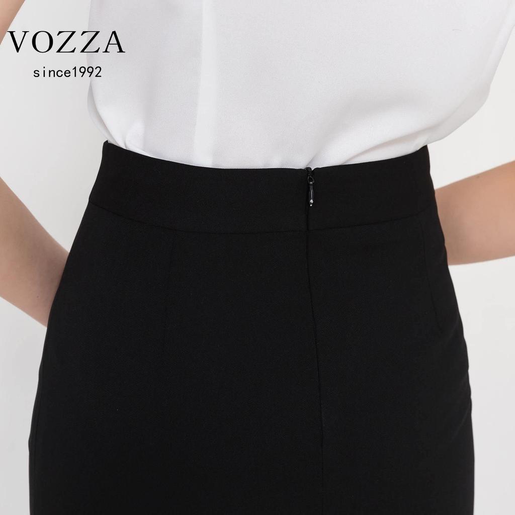 VOZZA Office Elastic Waist Pencil Stretch Mini Skirt Women's Knee-Length Skirt, (Size M, Black)