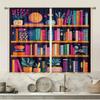 Set Of 2 Jit Colorful Bookshelf Pattern Curtains Design Polyester Curtain Home Decor Window Living Room Darkening With Rod Pocket